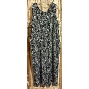 Cuddl Duds Comfort Code Stretch Jersey Tank Jumpsuit - Black Animal Print - 3X